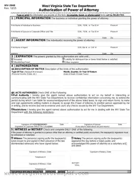 Blank Tax POA wv-2848 PDF Template