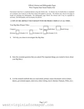 Blank West Virginia Abstract Social Studies Fair PDF Template