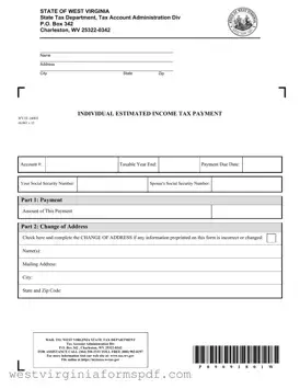 Blank West Virginia Estimated Tax PDF Template