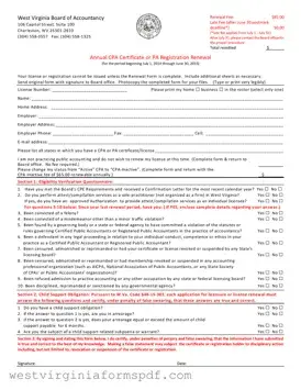 Blank Wv Cpa Renewal PDF Template