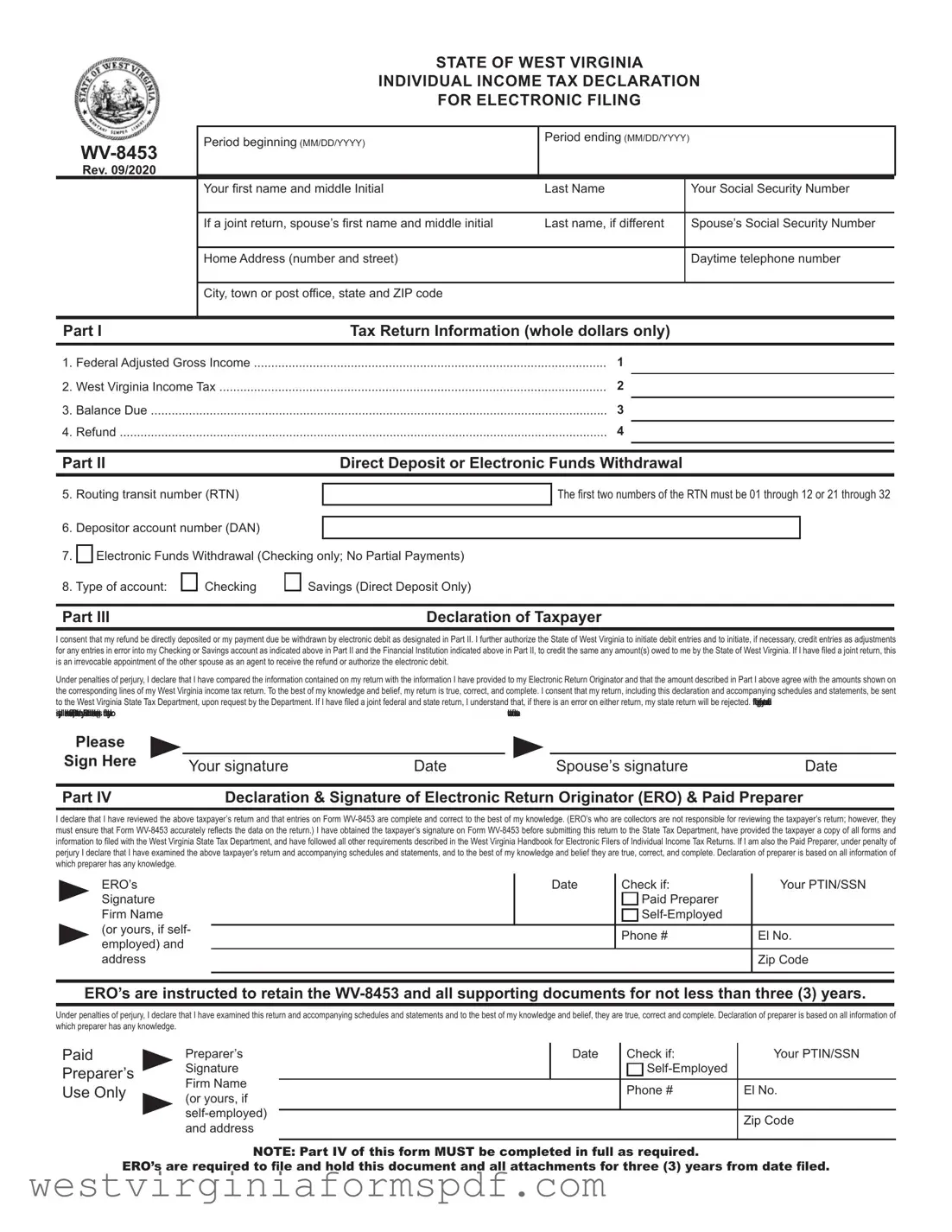 Blank Wv 8453 PDF Template