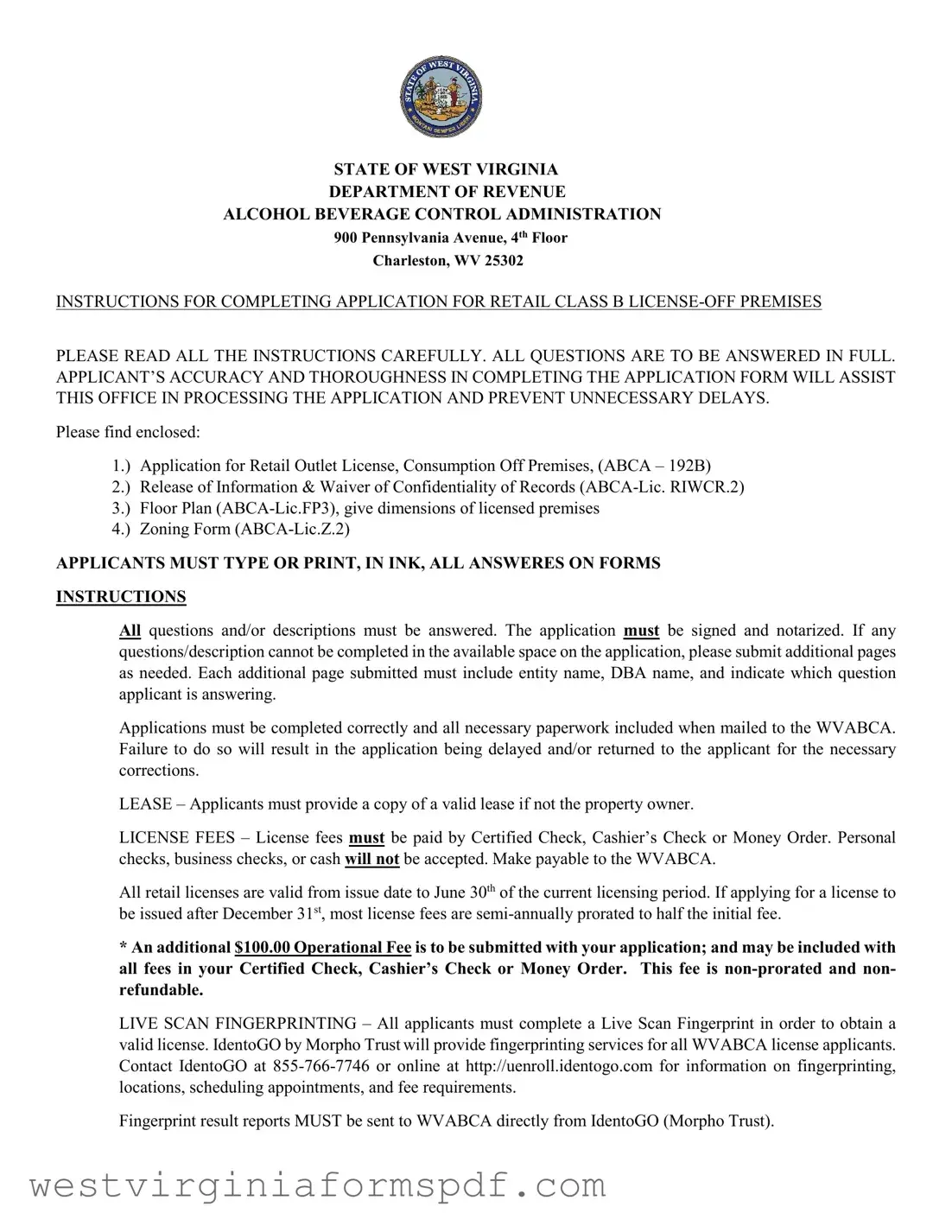 Blank Wv Abca PDF Template