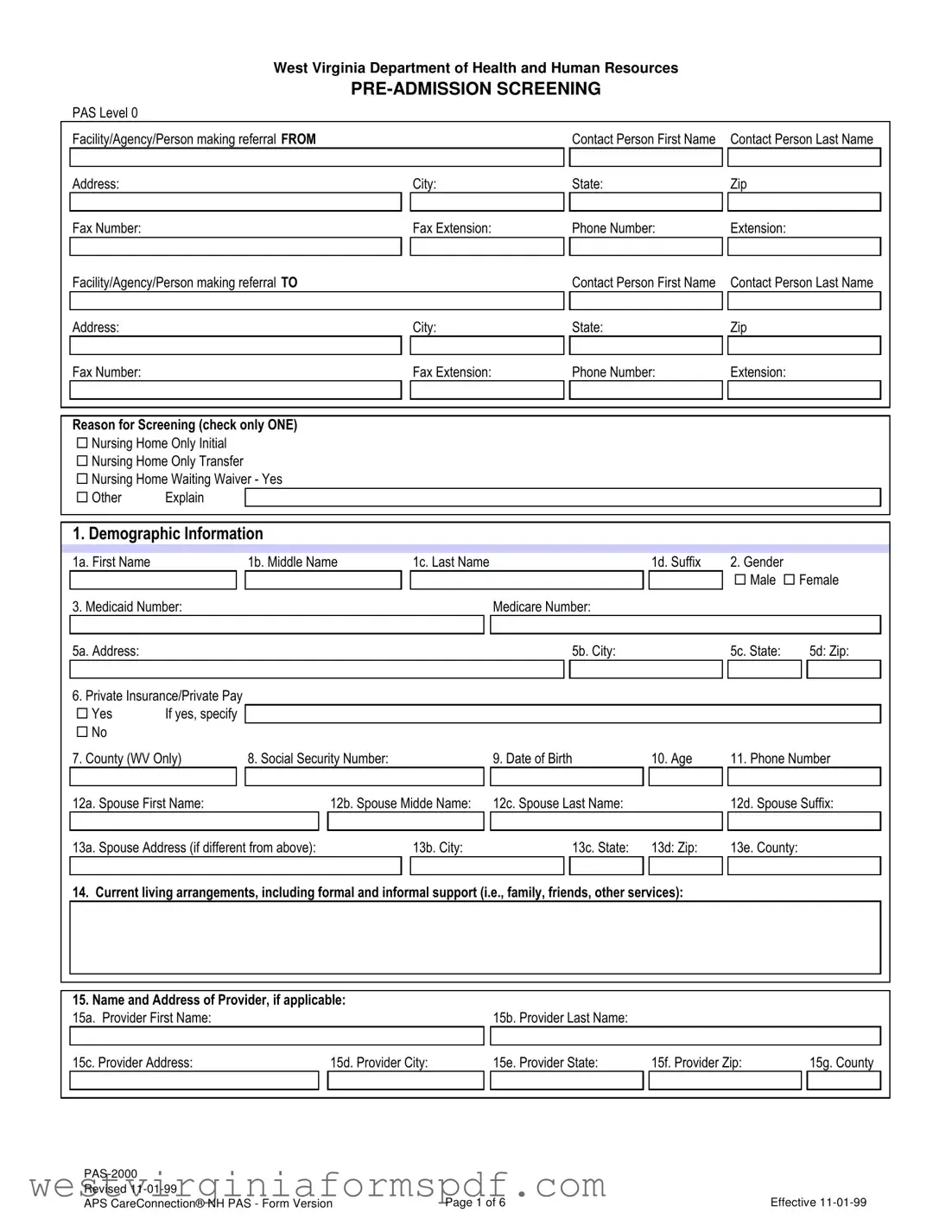 Blank Wv Pas PDF Template